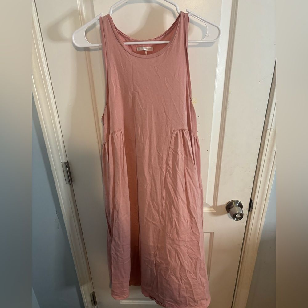 Stitch drop Pink Sundress midi Dress size large EUC